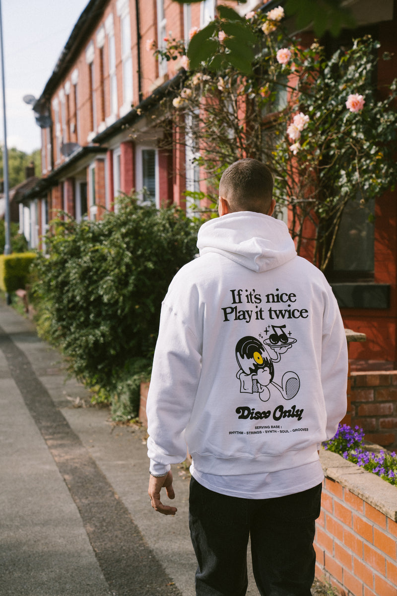 DISCO ONLY Play It Twice V2 Hoodie White