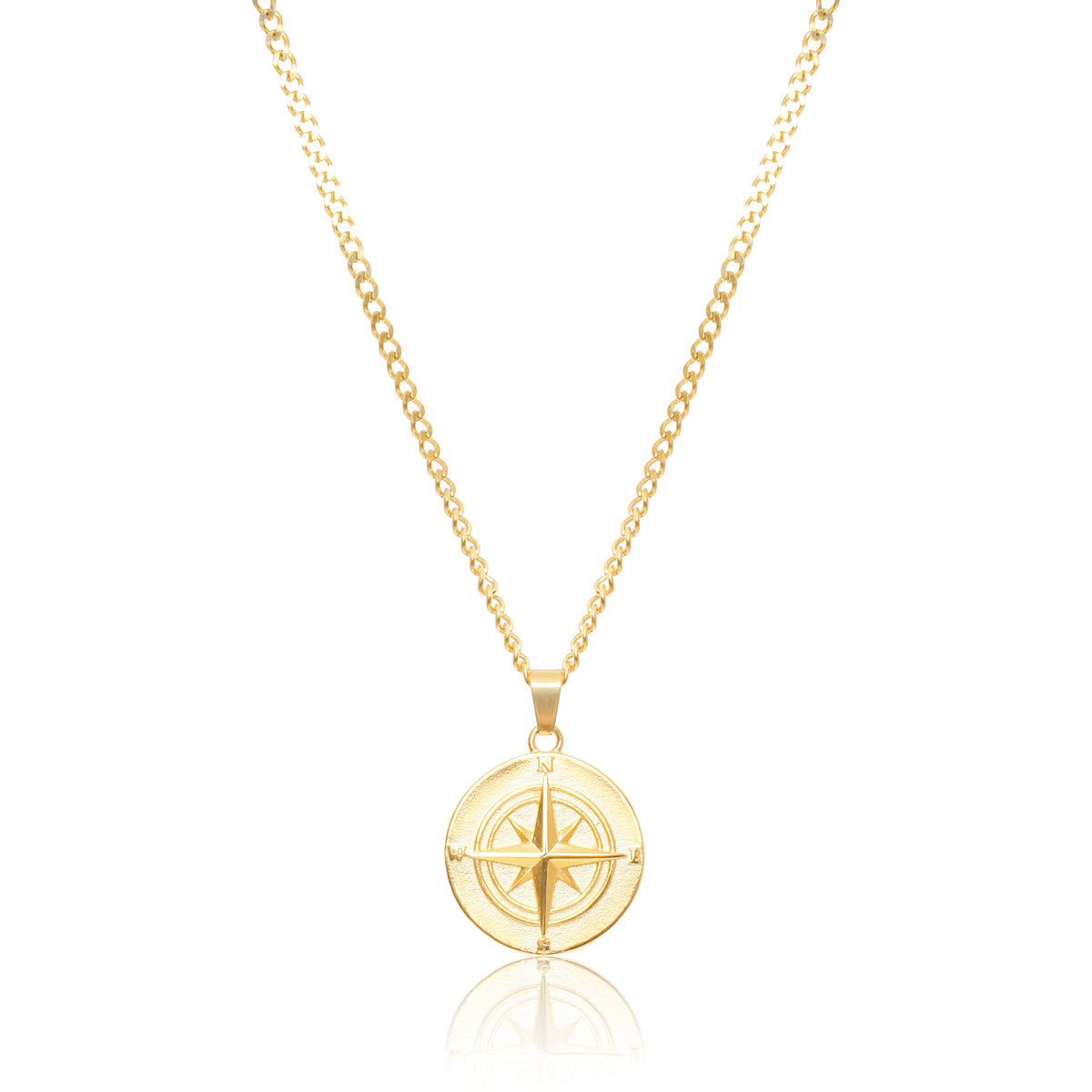 Sliver Compass Logo Lock Necklace