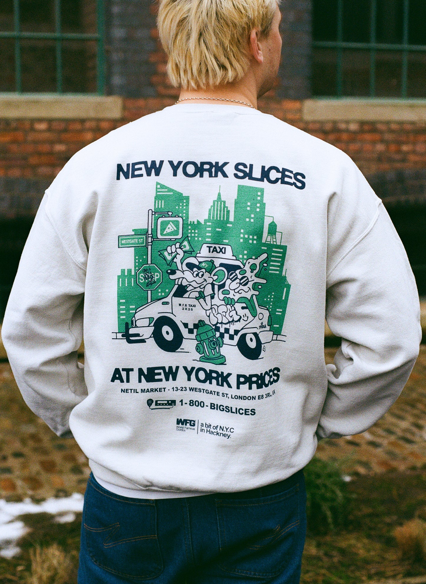 Gordos Pizzeria 'NYC Slices' Washed Sweater - Grey