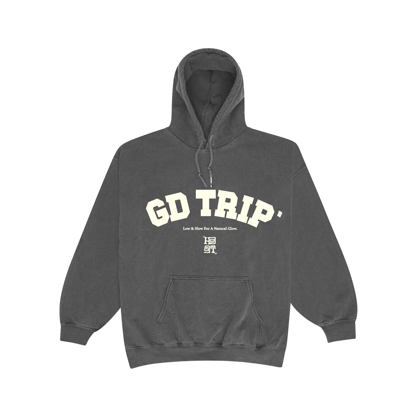 HAVE A GD TRIP 'Varsity' Vintage Washed Hoodie - Charcoal