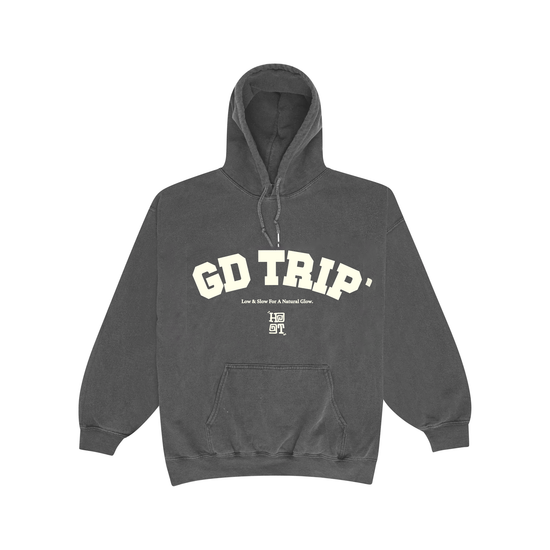 HAVE A GD TRIP 'Varsity' Vintage Washed Hoodie - Charcoal