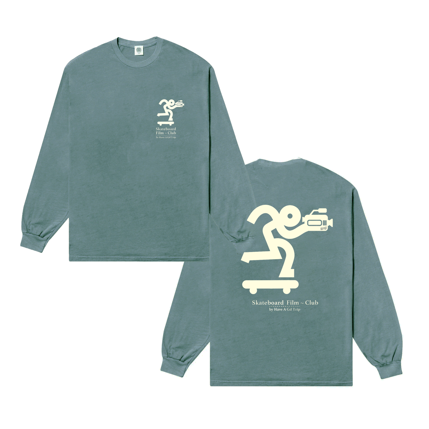 HAVE A GD TRIP 'Skateboard Film' Vintage Washed Longsleeve Tee - Green