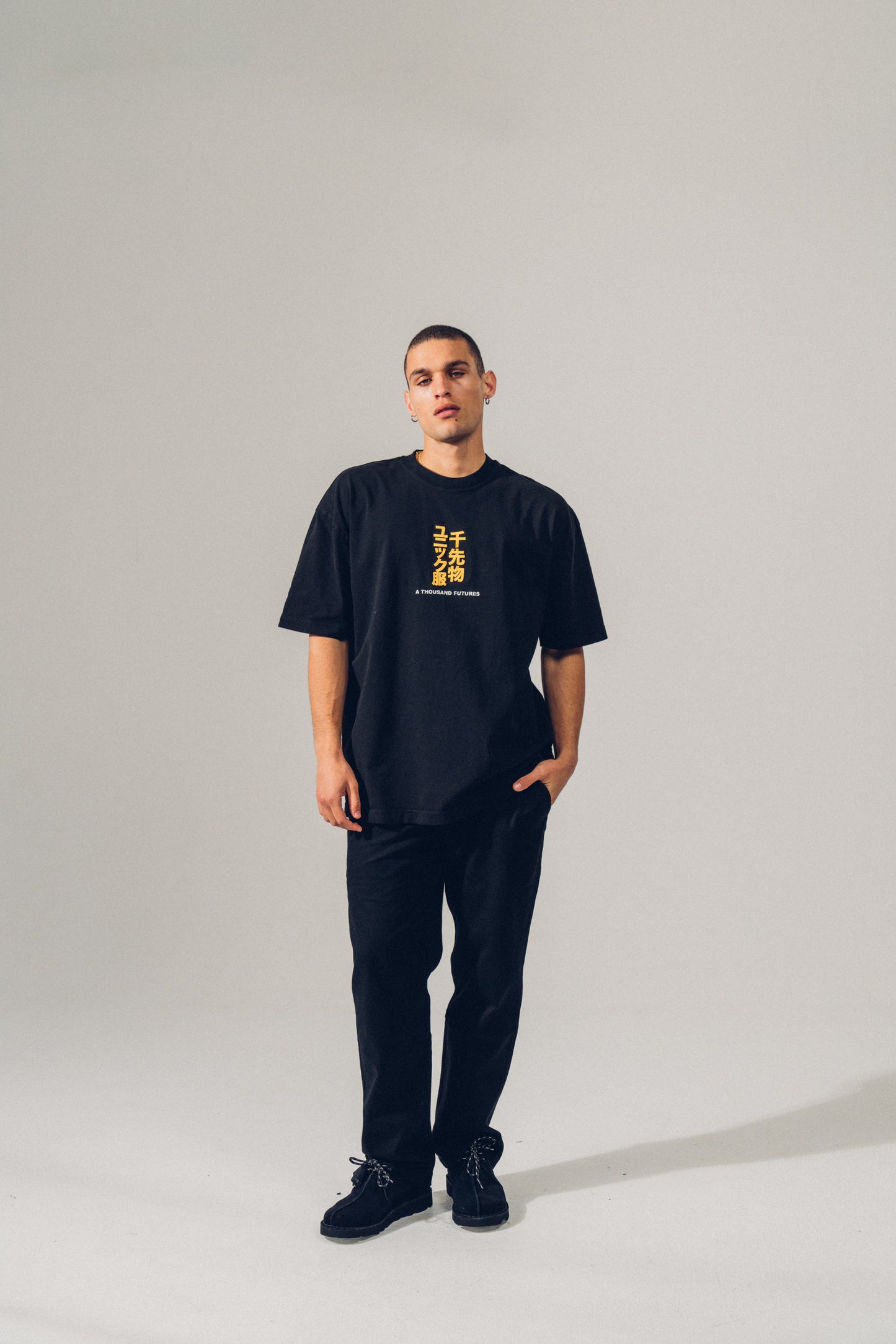 A Thousand Futures 'Tokyo' Embroidered Tee - Black