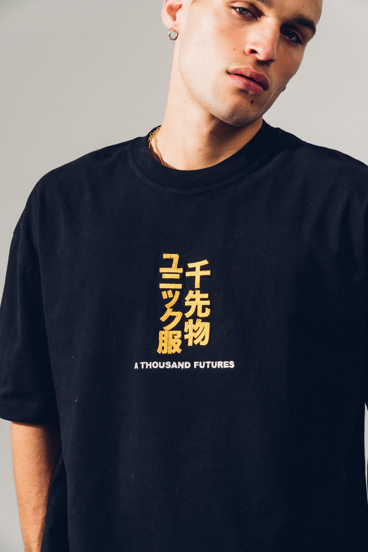 A Thousand Futures 'Tokyo' Embroidered Tee - Black