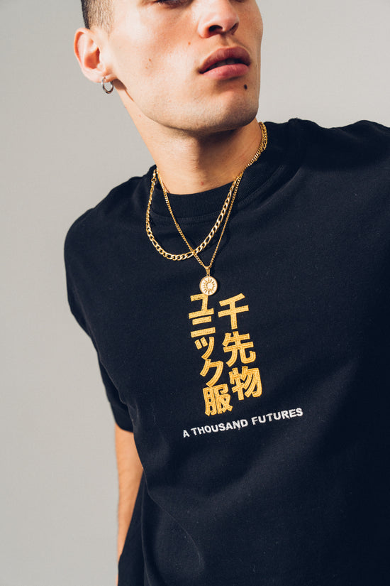 A Thousand Futures 'Tokyo' Embroidered Tee - Black