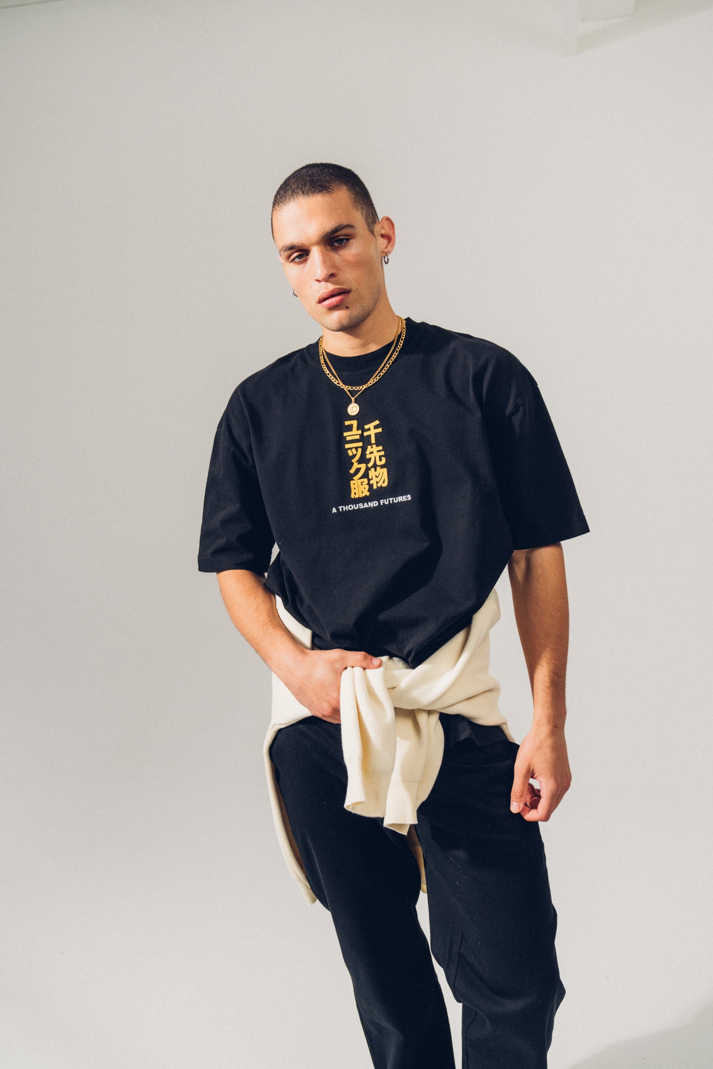 A Thousand Futures 'Tokyo' Embroidered Tee - Black
