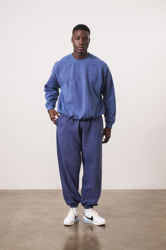 Essentials Vintage Washed Sweater & Jogger Set -  Navy