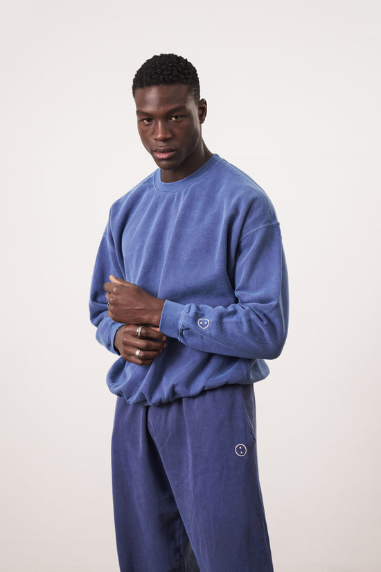 Essentials Vintage Washed Sweater & Jogger Set -  Navy