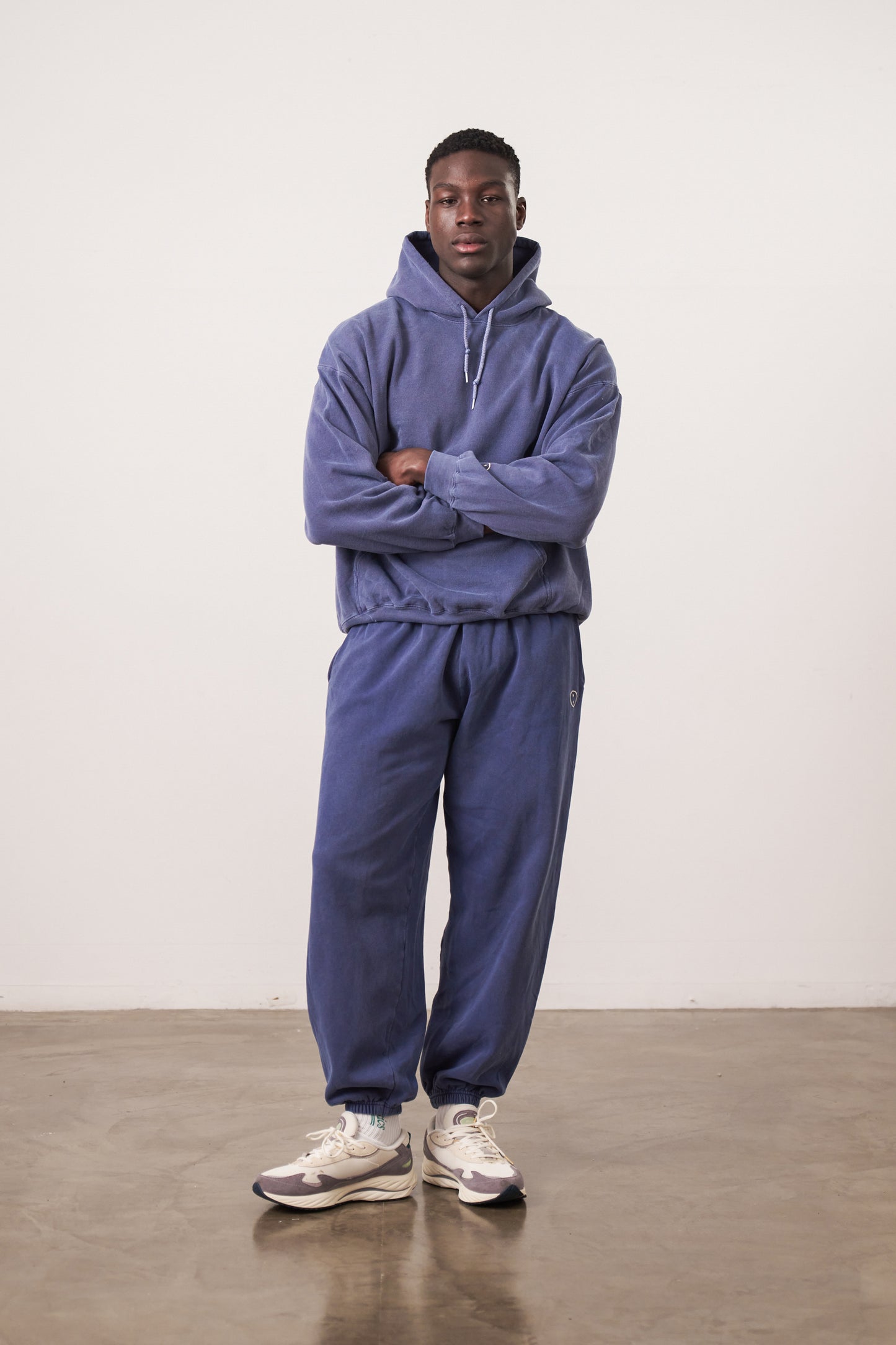 Essentials Vintage Washed Hoodie & Jogger Set - Navy