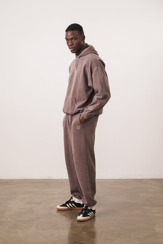 Essentials Vintage Washed Hoodie & Jogger Set - Cocoa