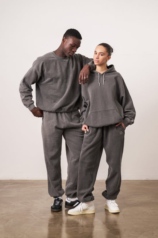 Essentials Vintage Washed Hoodie & Jogger Set - Charcoal