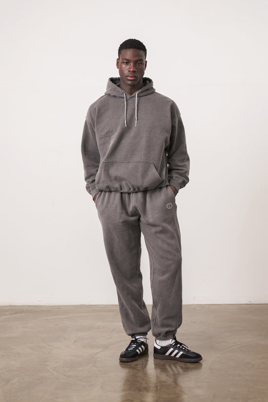 Essentials Vintage Washed Hoodie & Jogger Set - Charcoal