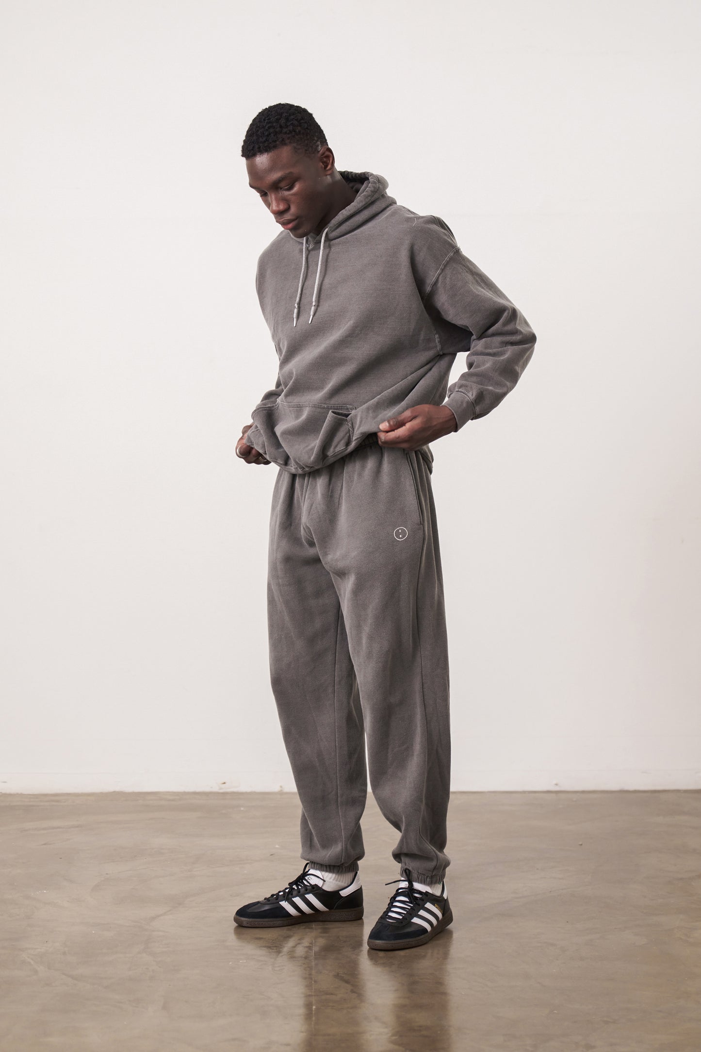 Essentials Vintage Washed Hoodie Jogger Set Charcoal UN IK Clothing