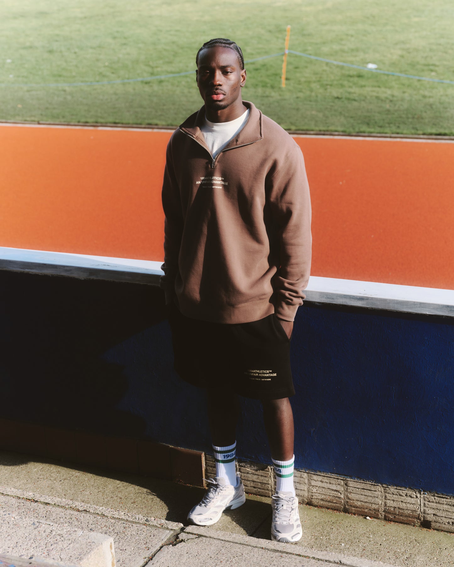 Vice 84 'Athletics' 1/4 Zip Sweater - Walnut