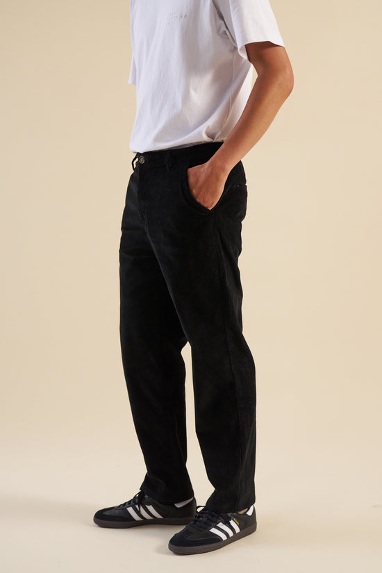 bound 'Midnight Black' Cord Trousers