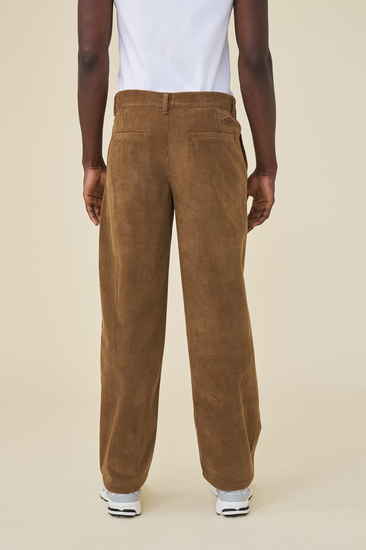 bound Wide Leg Corduroy Trousers - Pecan Brown