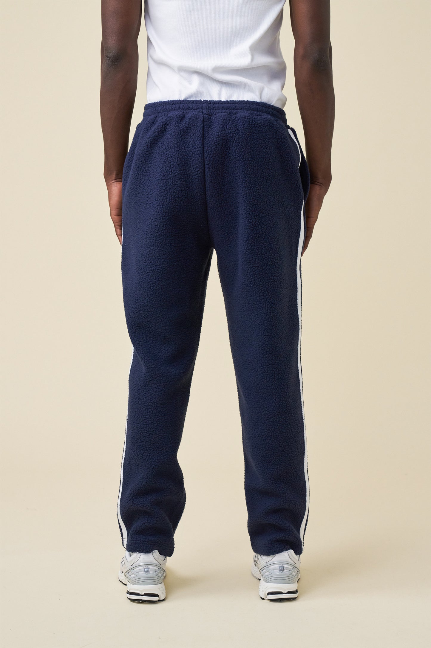 bound Reverse Fleece Grid Straight Joggers - Navy