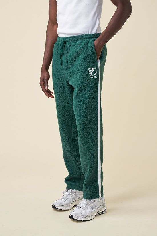 bound Reverse Fleece Grid Straight Joggers - Bottle Green