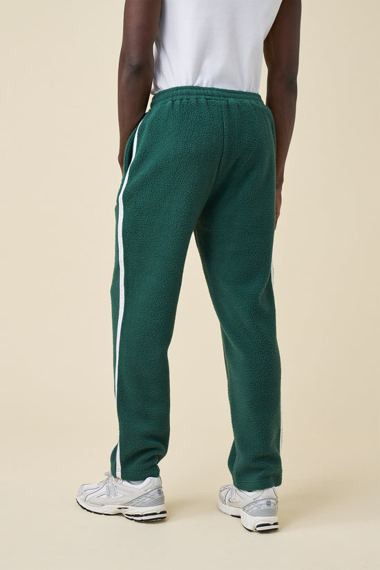 bound Reverse Fleece Grid Straight Joggers - Bottle Green