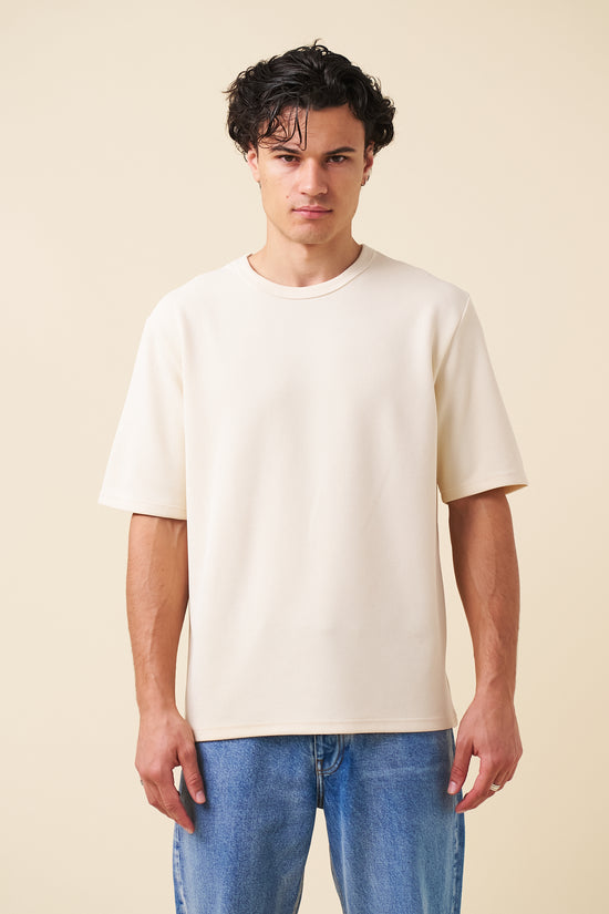 bound Textured Duty Tee - Ecru