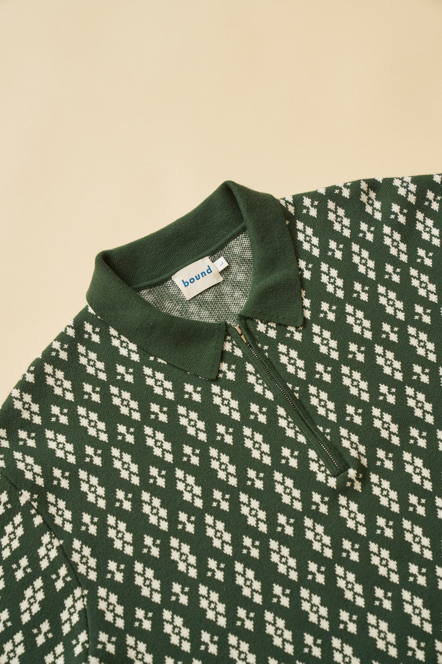 bound 'Theodore' 1/4 Zip Heavy Knit Polo - Green