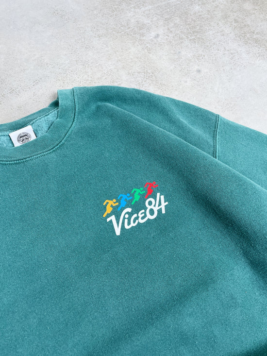 Vice 84 'Runner' Vintage Washed Sweater - Pine Green