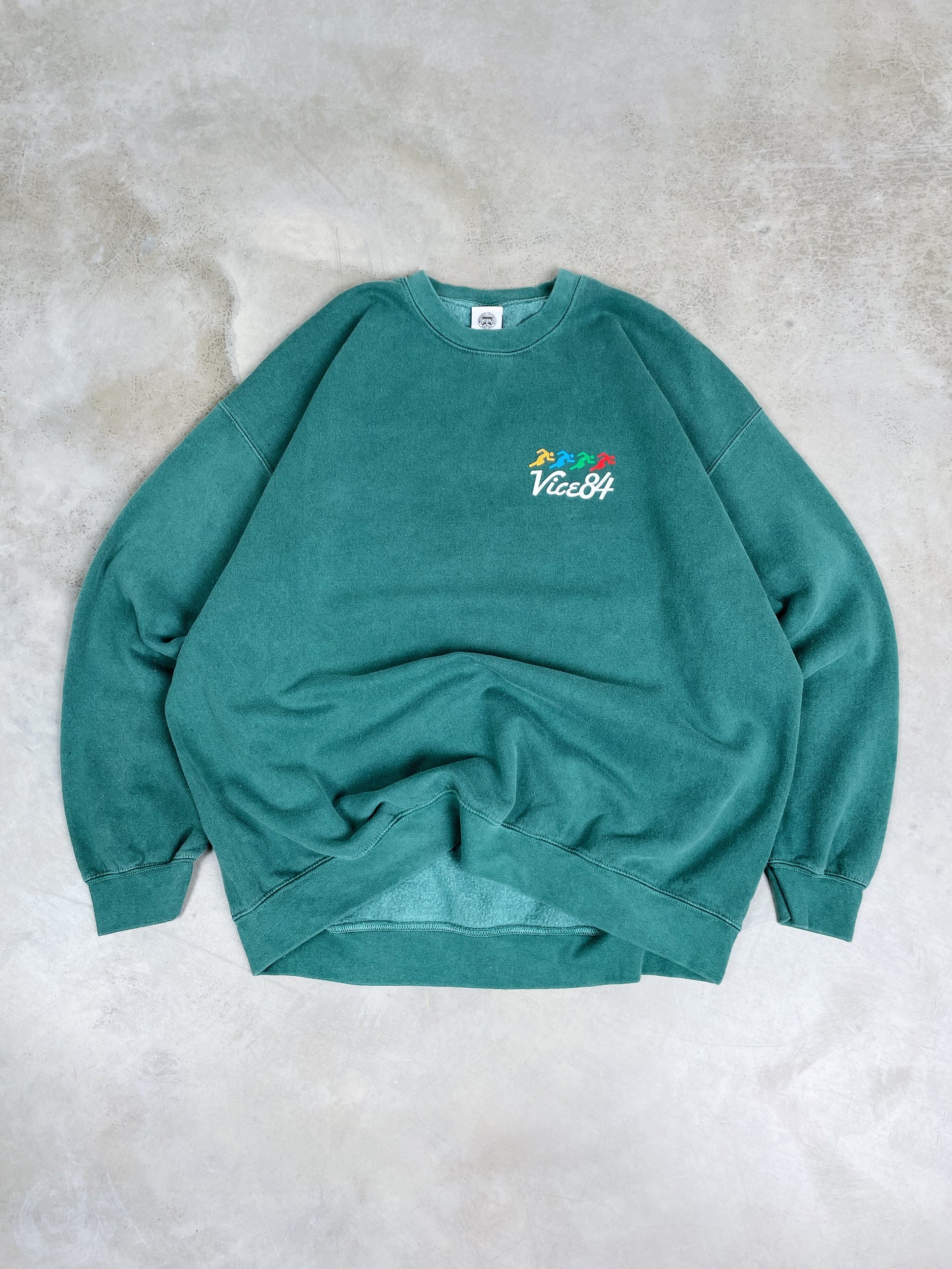 Vice 84 'Runner' Vintage Washed Sweater - Pine Green