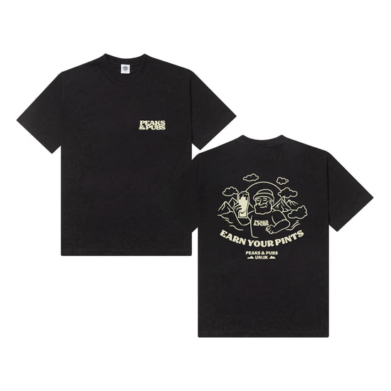 Peaks & Pubs 'Earn Your Pints' Tee - Black