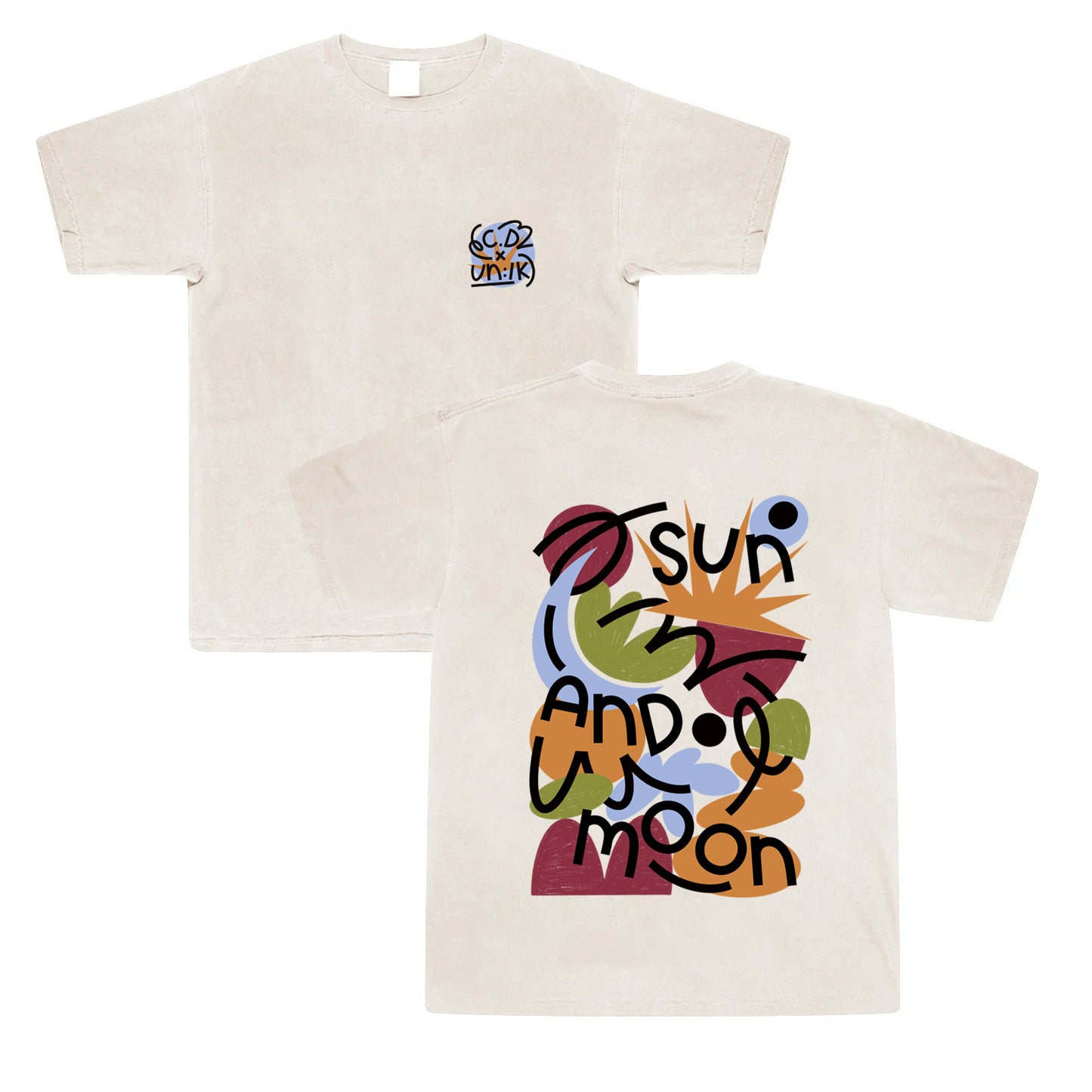 C.D x UN:IK 'Sun and Moon' Washed Tee - Ecru