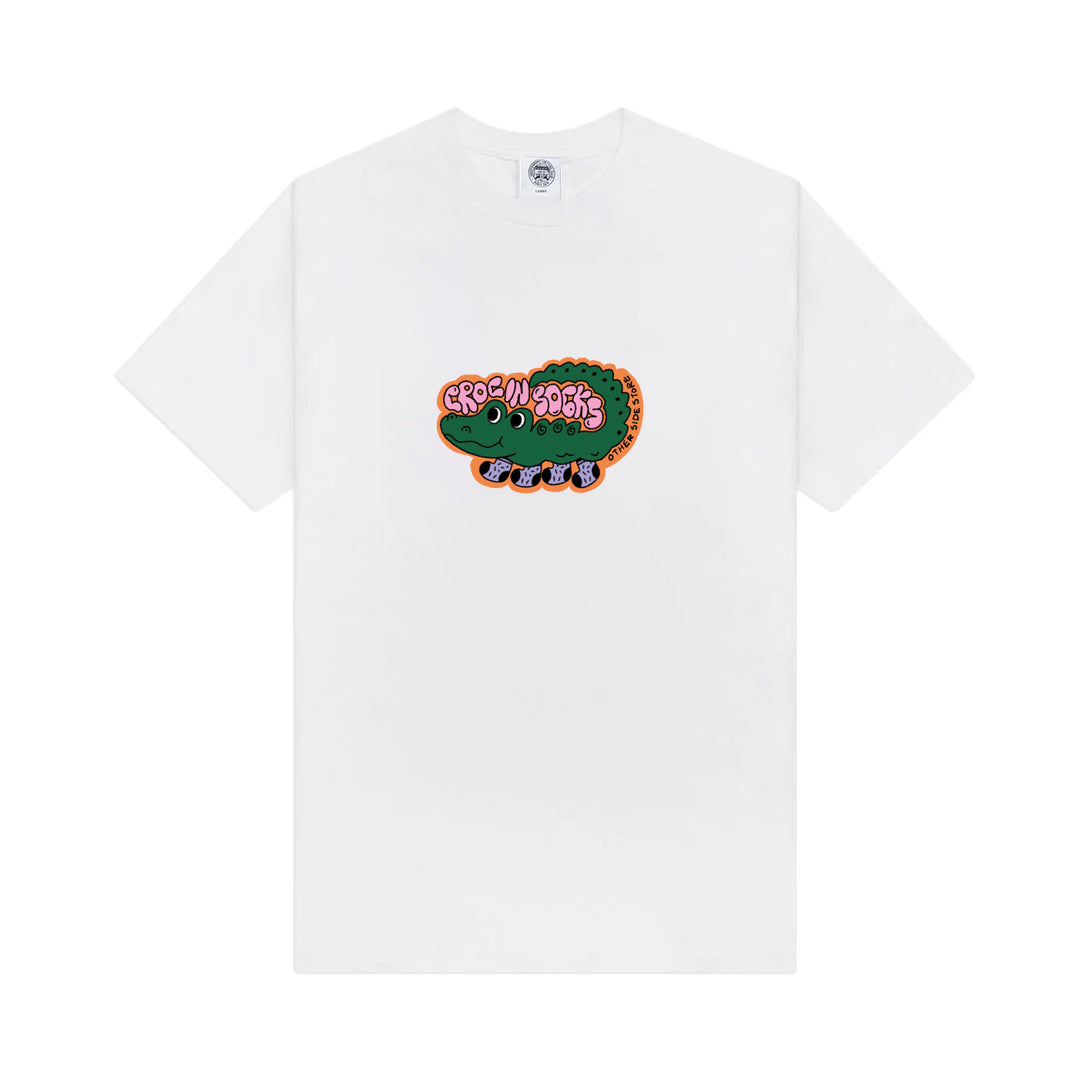 Other Side Store 'Croc In Socks' Tee - White