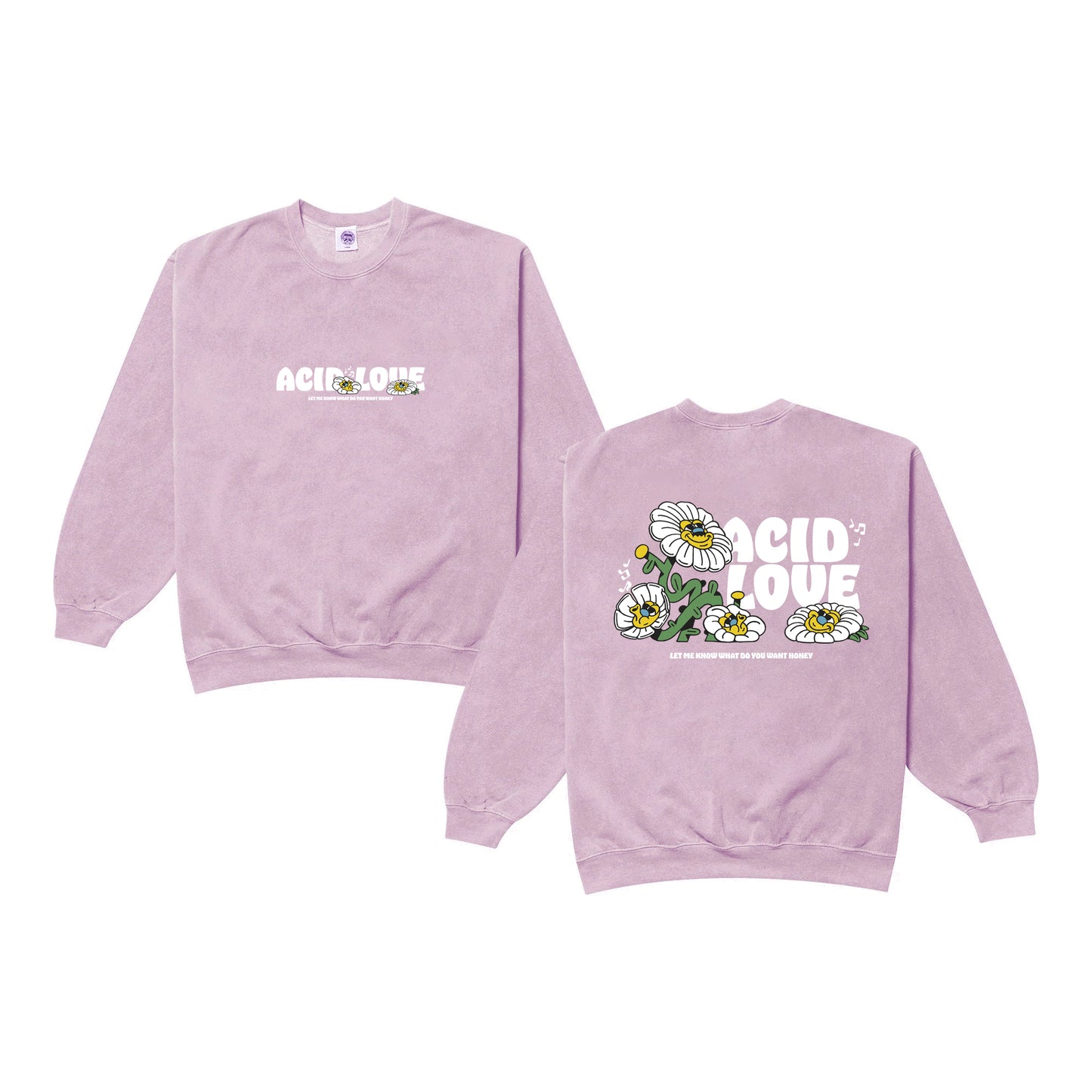 Acid Love 'Daisy' Vintage Washed Sweater -  Pink