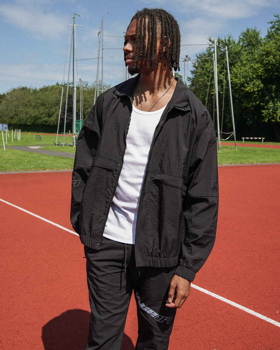 Vice 84 'Reflective Racer' Nylon Track Jacket - Black