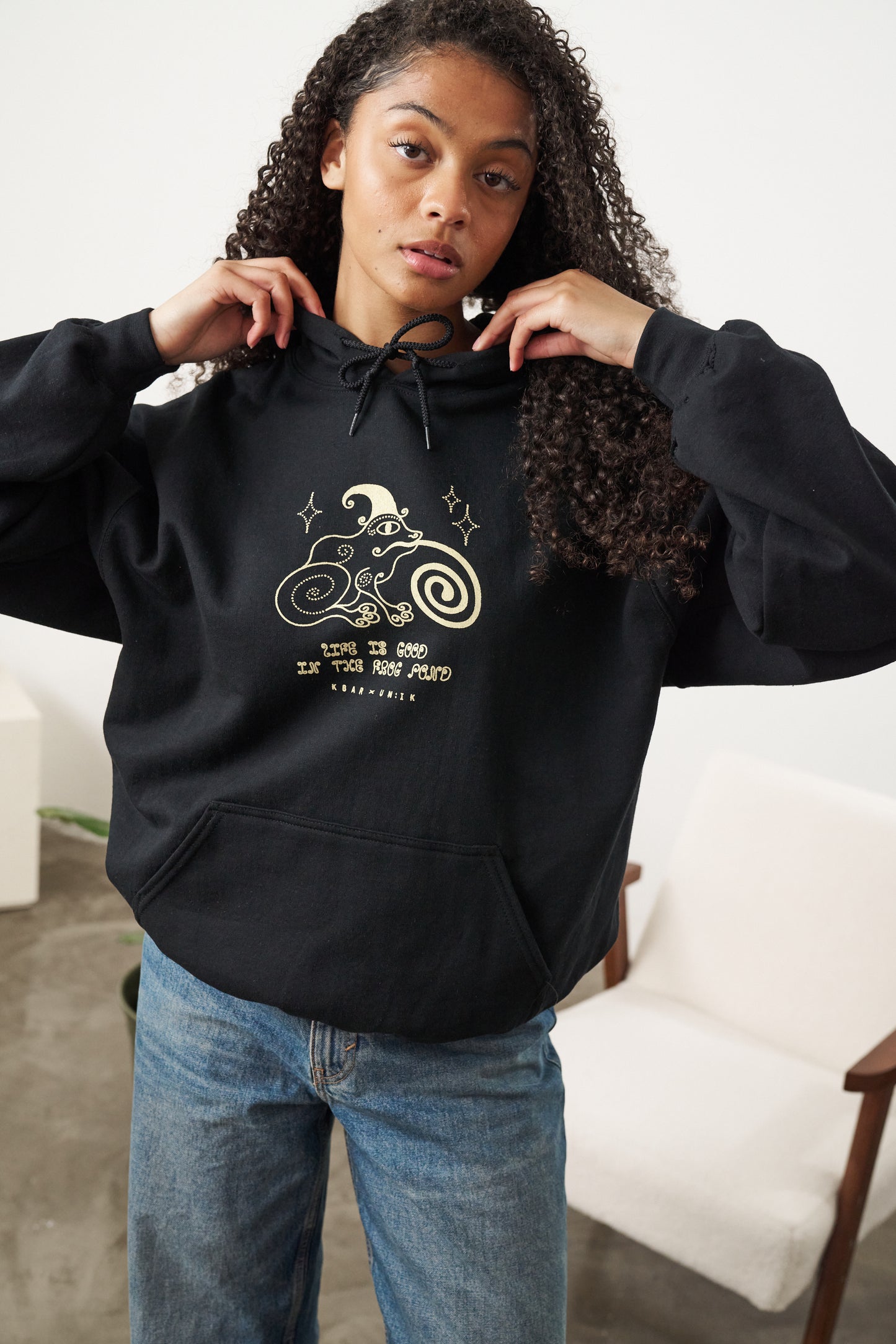 KBAR X UN:IK 'Frog Pond' Hoodie - Black