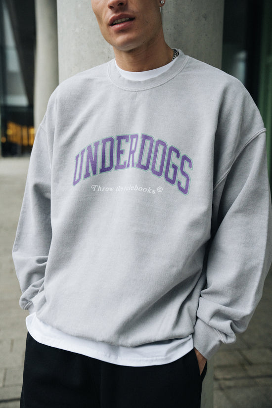 Vice 84 'Underdogs' Vintage Washed Sweater - Ash Grey