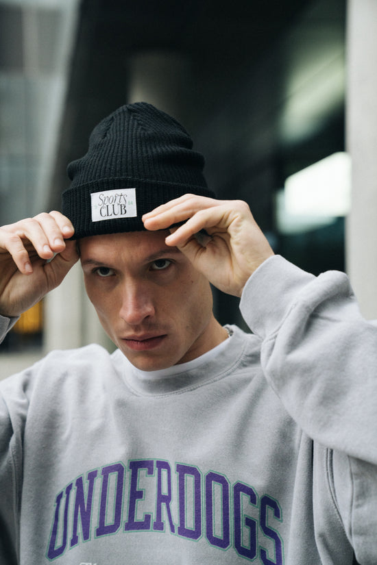 Vice 84 'Sports Club' Ribbed Beanie - Black