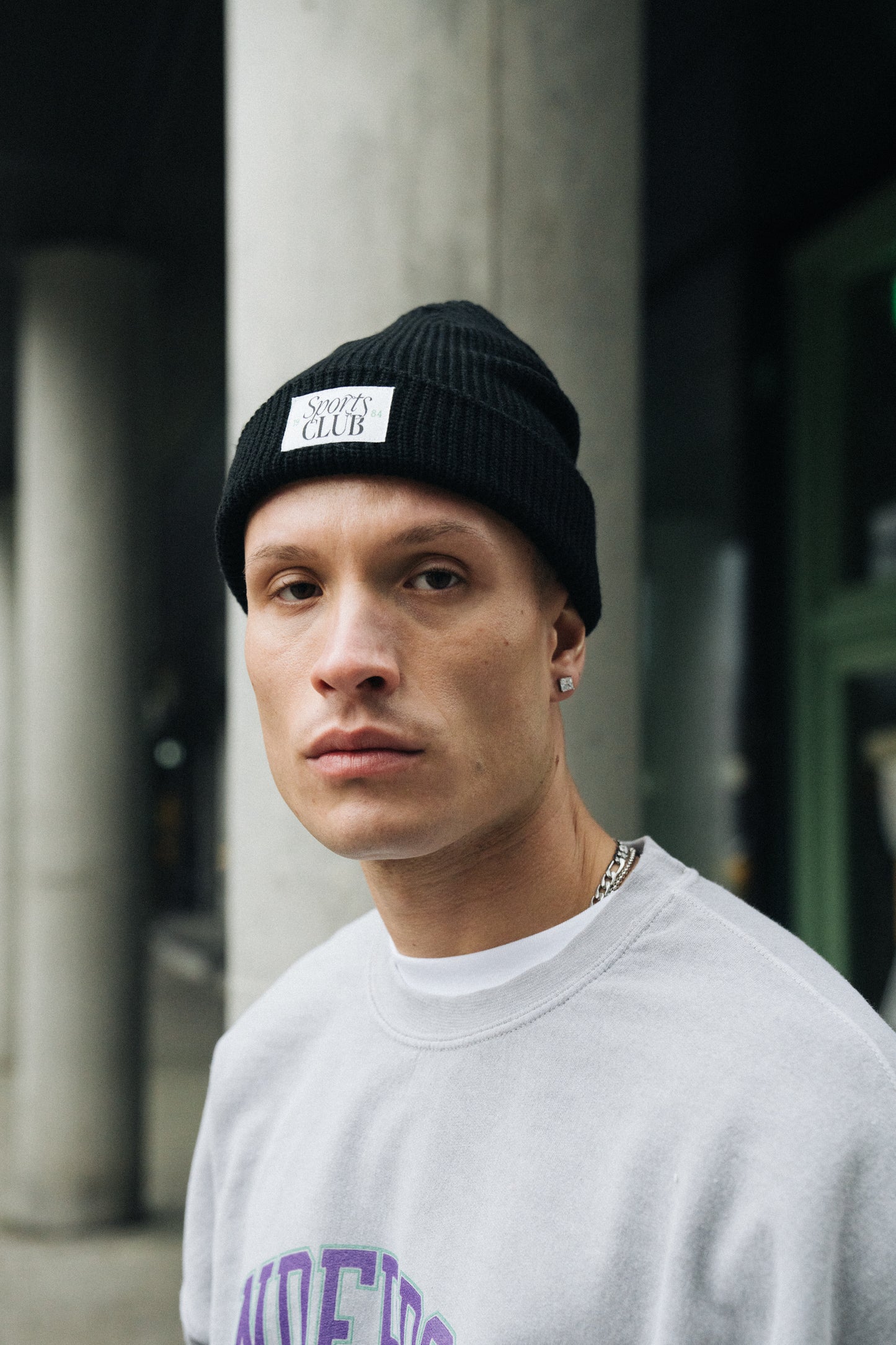 Vice 84 'Sports Club' Ribbed Beanie - Black