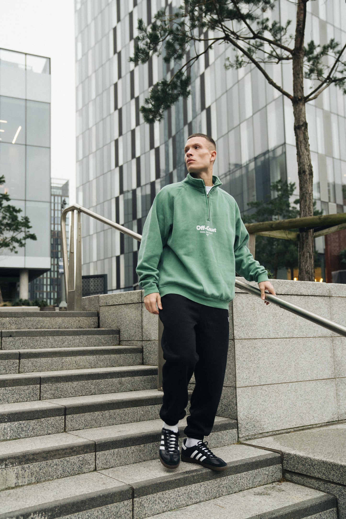 Vice 84 'Off-Court GSM' Washed 1/4 Zip Sweater - Kelly Green