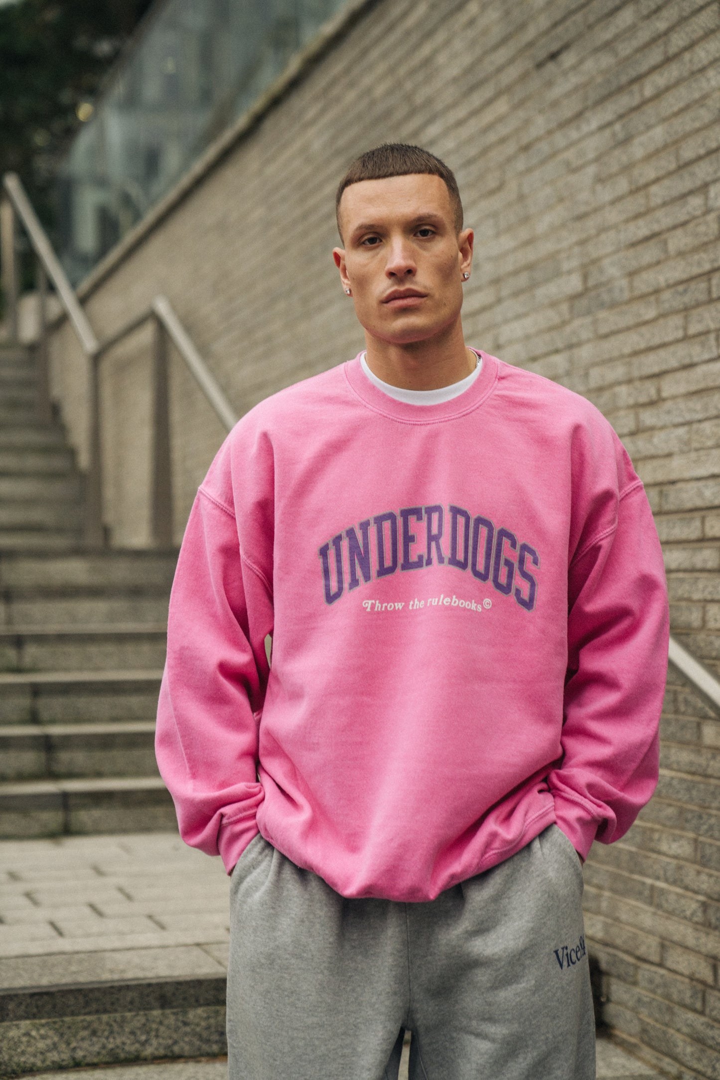 Vice 84 'Underdogs' Vintage Washed Sweater - Pink