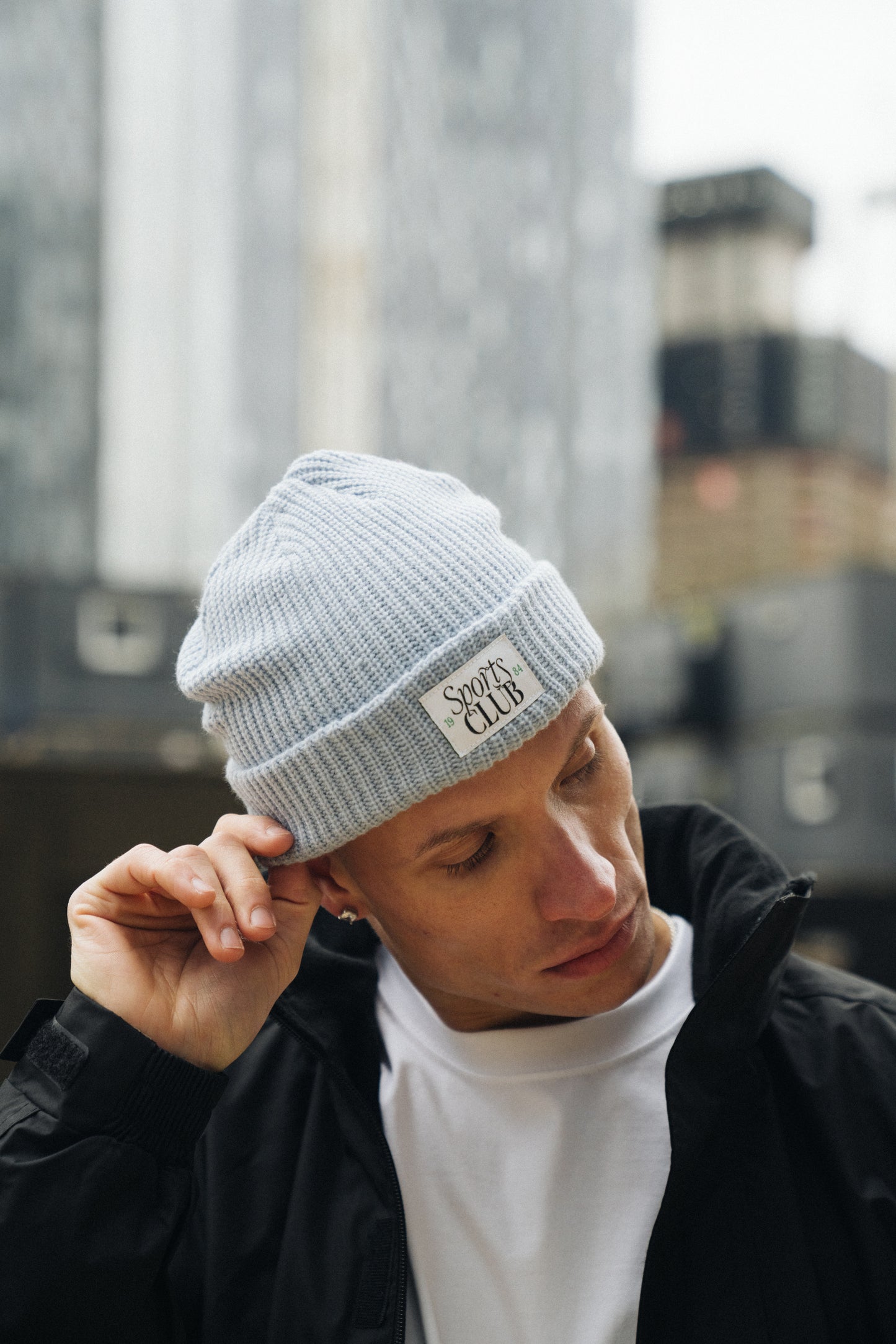 Vice 84 'Sports Club' Ribbed Beanie - Baby Blue