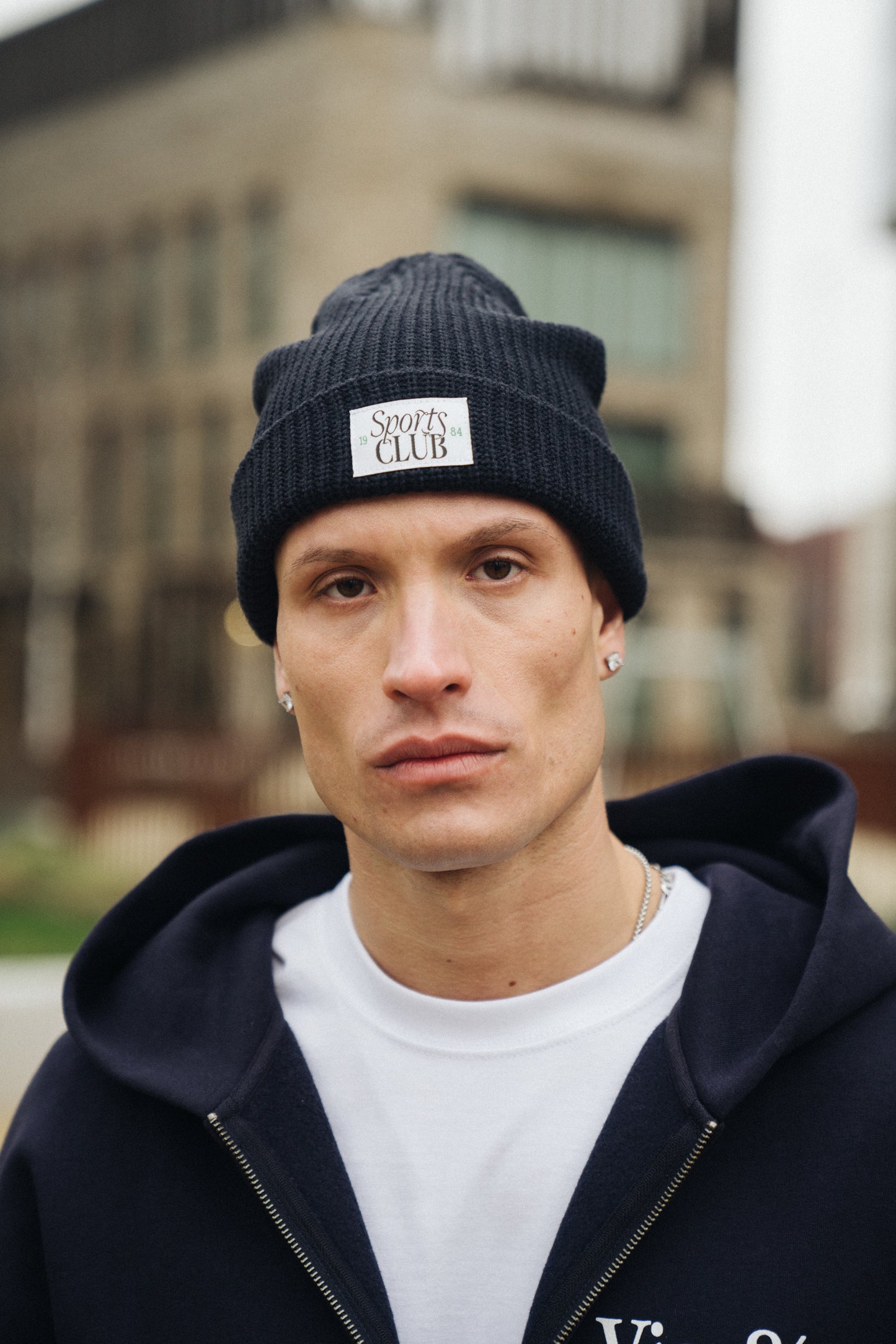 Vice 84 'Sports Club' Ribbed Beanie - Navy