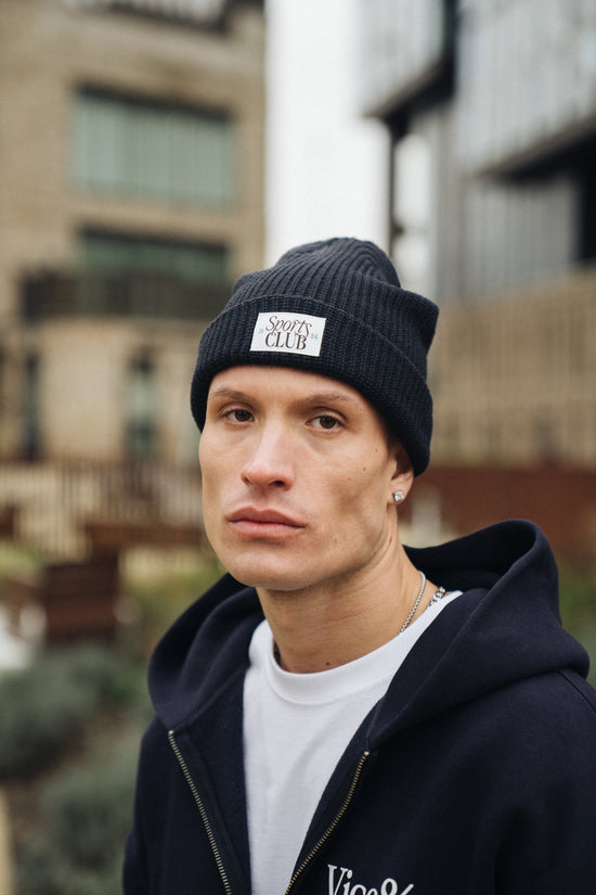 Vice 84 'Sports Club' Ribbed Beanie - Navy