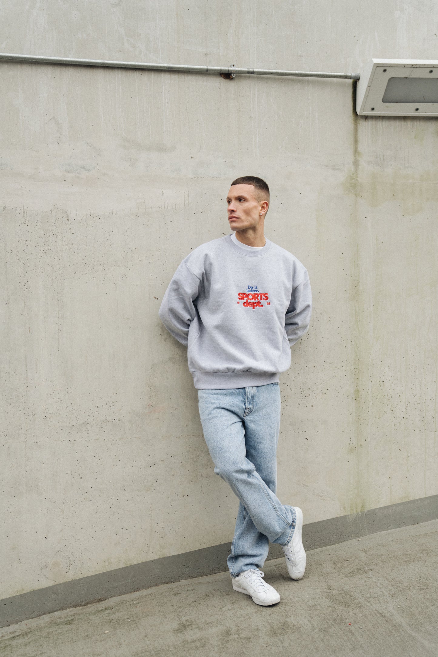 Vice 84 'Sports Dept' Heavyweight Embroidered Sweater - Ash