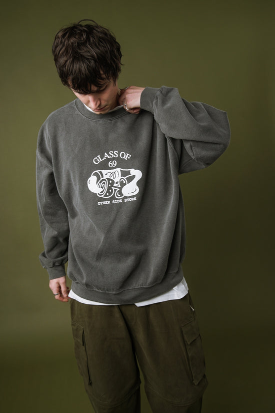 Other Side Store 'Glass of 69' Vintage Washed Sweater - Charcoal