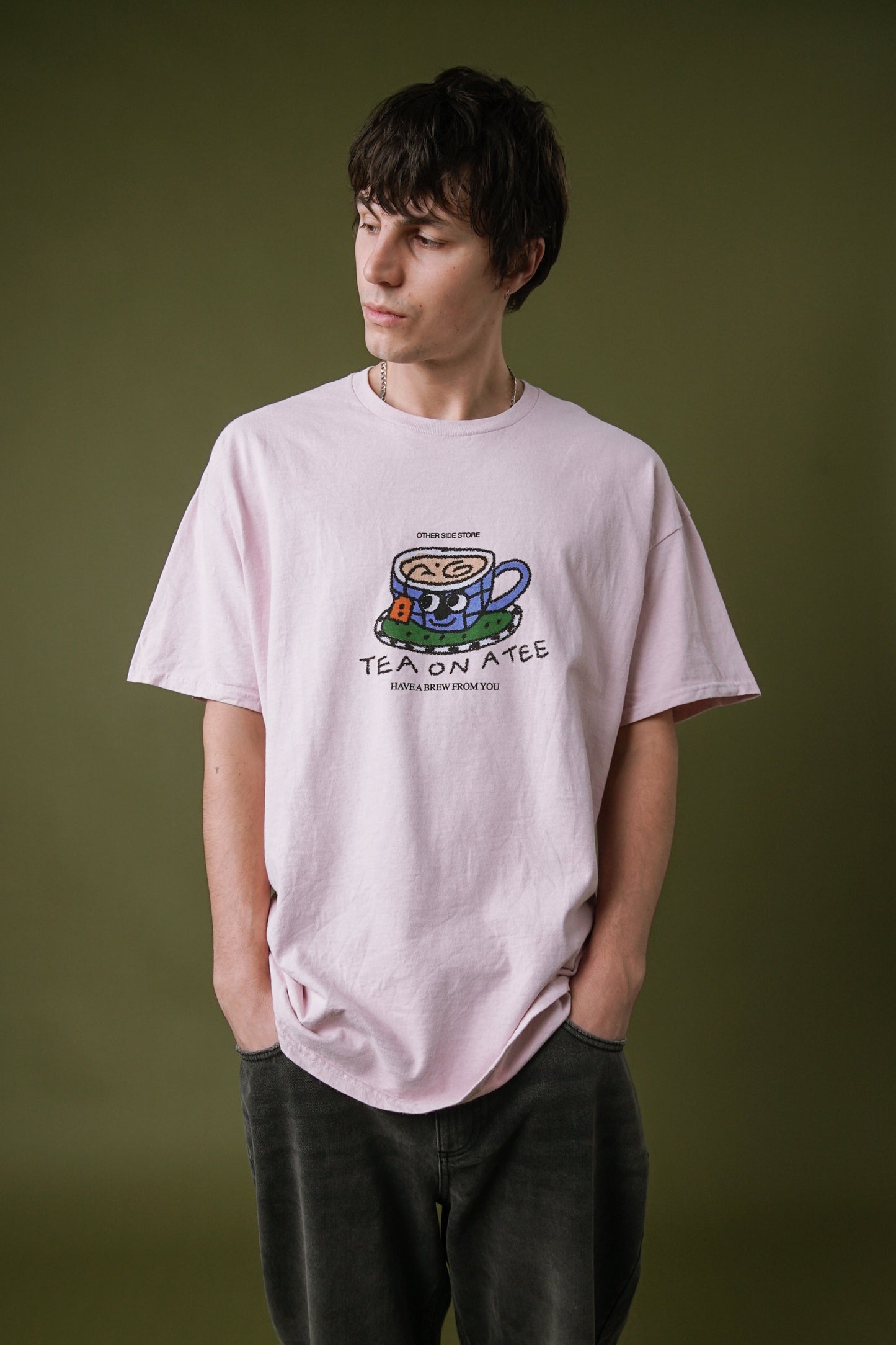 Other Side Store 'Tea on a Tee' Vintage Washed Tee - Light Pink