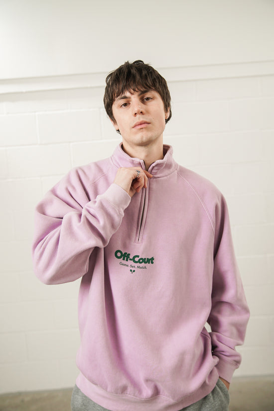 Vice 84 'Off-Court GSM' Washed 1/4 Zip Sweater - Pink