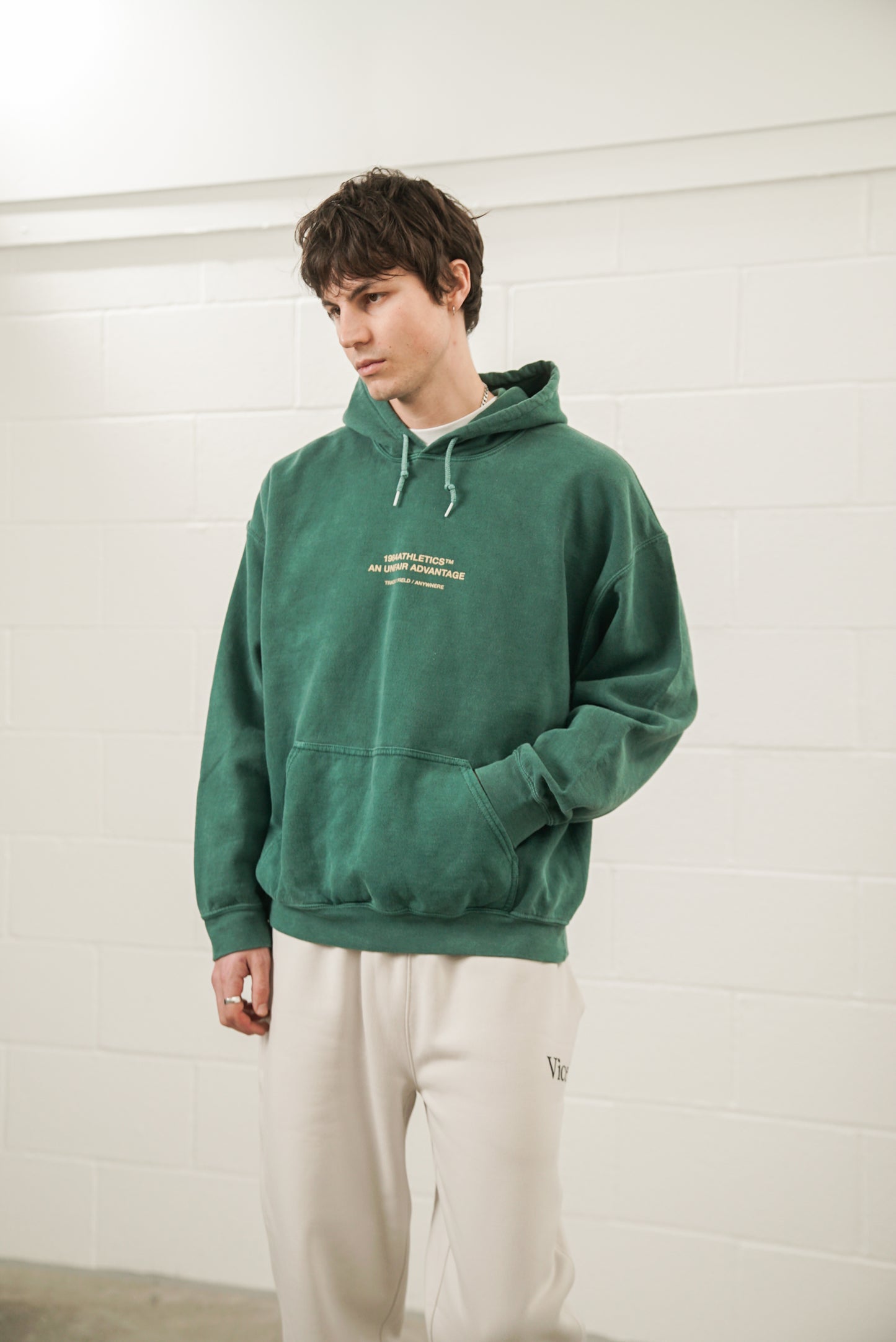 Vice 84 'Athletics' Vintage Washed Hoodie - Forest