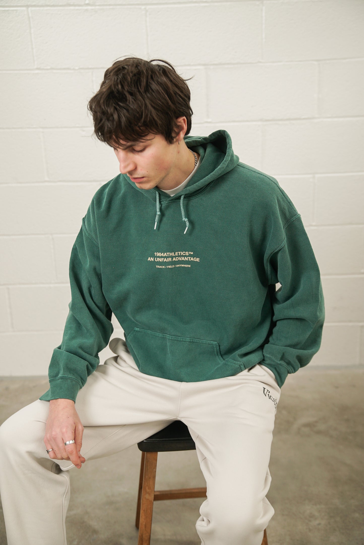 Vice 84 'Athletics' Vintage Washed Hoodie - Forest