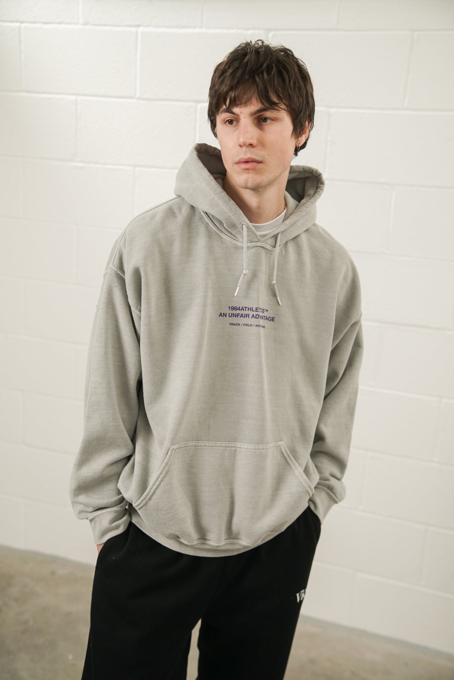 Vice 84 'Athletics' Vintage Washed Hoodie - Ash