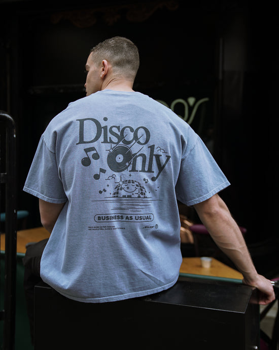DISCO ONLY 'Business As Usual' Vintage Washed Tee - Blue