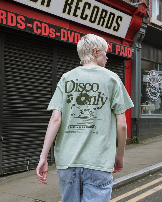 DISCO ONLY 'Business As Usual' Vintage Washed Tee - Pistachio